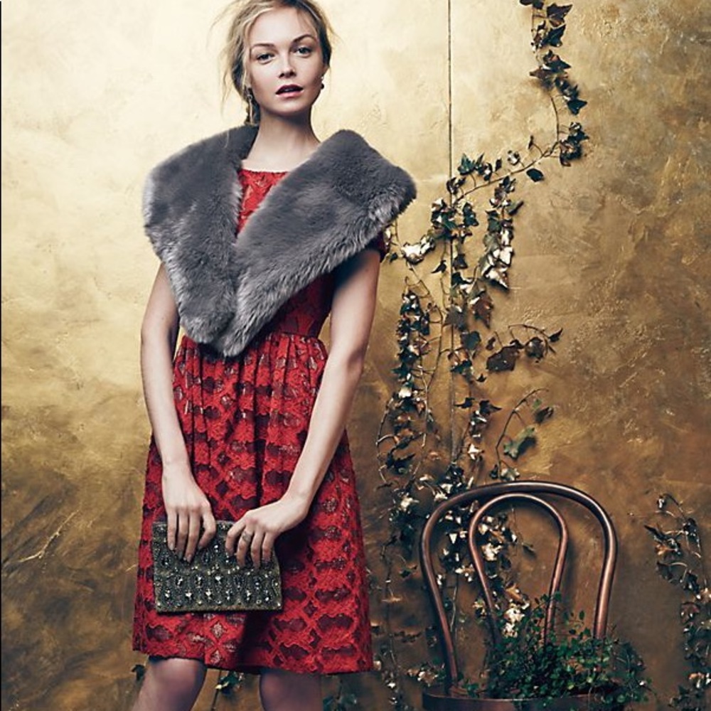 Anthropologie Red Lace Dress